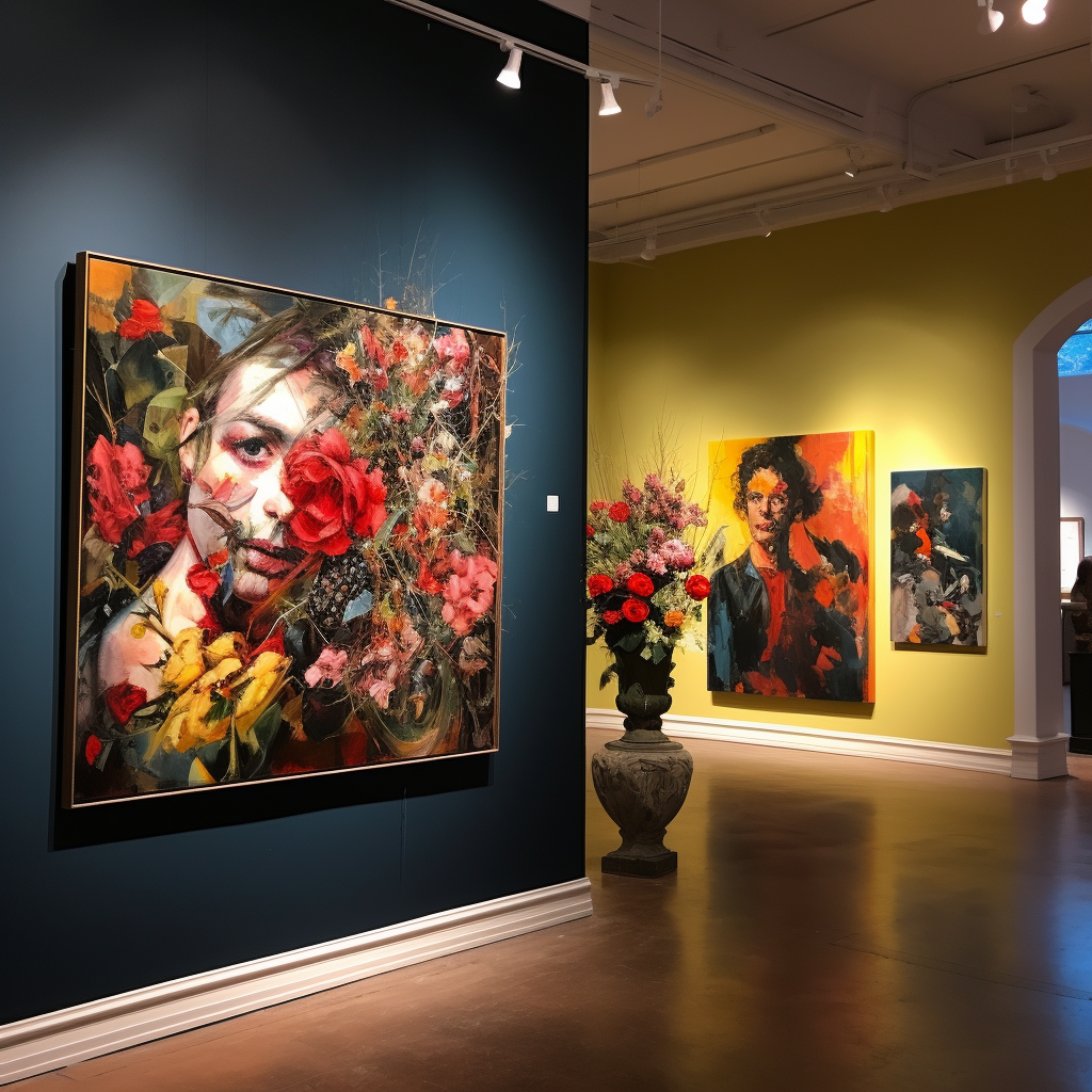 A Washington DC art gallery showcasing paintings by local artists.