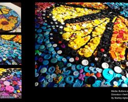 A colorful butterfly made from buttons mosaic by Washington DC Stanley.