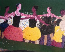 Washington DC Artist's Mosaic Depicting a Group of Dancers on a Wall