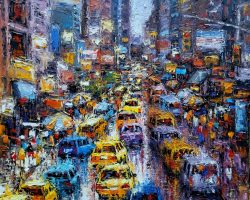A painting of a city street in the rain by local dc artists