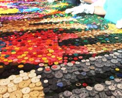 Washington DC Students Engaging with Hands-On Button Mosaic Art.